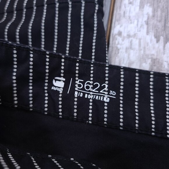 G-Star Jeans Womens 34x27 3D Boyfriend COJ Mid Rise Black Striped Pants - Picture 6 of 10